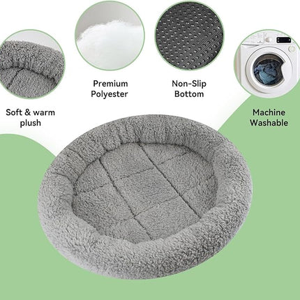 LESYPET Cat Bed for Indoor Cats, Small Pet Bed Curl Sleep Cushion with Raised Pillow Around, Non-Slip Bottom Washable Pet Beds Mat for Small Pets Rabbit Hamsters, Round Diameter 11.8"