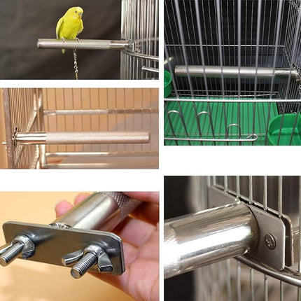 Bird Perch Stainless Steel Stand Parrot Rod Grinding Claws Trimming Beak Nails Grinding Stick Exercise Platform for Parakeet Cockatiel Conure African Grey Macaw Finch Bird Cage Accessories (S)