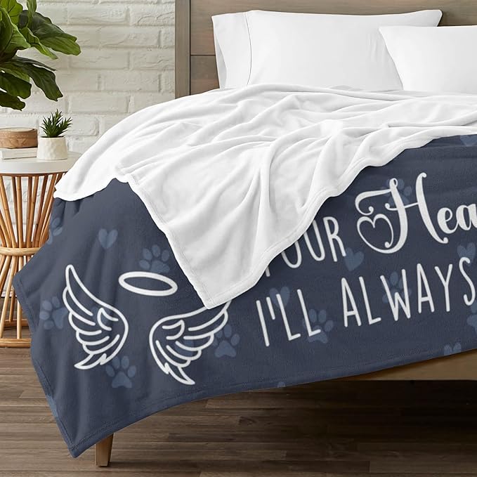 Pet Memorial Gifts for Lost of Dogs Cats, Personalized in Loving Memory Blanket with Photo, in Memory of Dog Sympathy Gift Bereavement Remembrance Passing Away Gifts, Custom Pet Picture Blanket