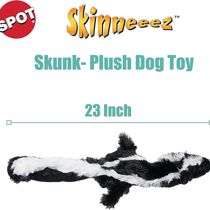 SPOT Skinneeez Skunk 23-Inch Stuffing-Free Plush Dog Toy – Realistic Design with 2 Squeakers – Durable, Soft Polyester for Medium & Large Dogs – Tug, Fetch & Shake Play – for Moderate Chewers