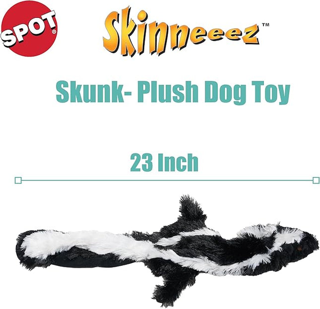 SPOT Skinneeez Skunk 23-Inch Stuffing-Free Plush Dog Toy – Realistic Design with 2 Squeakers – Durable, Soft Polyester for Medium & Large Dogs – Tug, Fetch & Shake Play – for Moderate Chewers