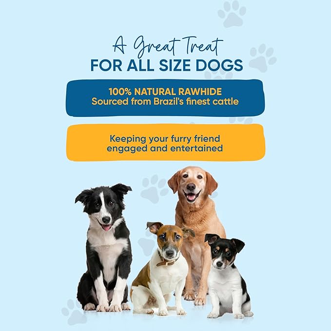 | Rawhide Bones Chews 3-4" (25 Count) | Beefhide Dog Chews - Premium Quality Rawhide Dog Bones from Free Range Grass Fed Cattle with No Hormones, Additives or Chemicals