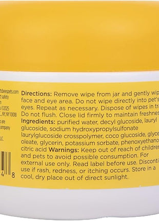 Burt's Bees for Pets Eye & Ear Cleansing Wipes for Dogs, Fragrance-Free, 98% Natural Origin Formulas, Gentle Spot Cleaning Sheets for Dog Eyes and Ears, 100 Count