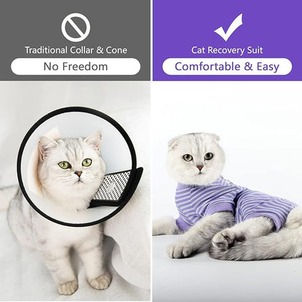 LIANZIMAU Cat Surgical Recovery Suit Professional for Male Female Dog Abdominal Wounds Cone E-Collar Alternative Anti-Licking Pet Surgical Recovery Pajama Suit Soft Fabric Onesie for Cats