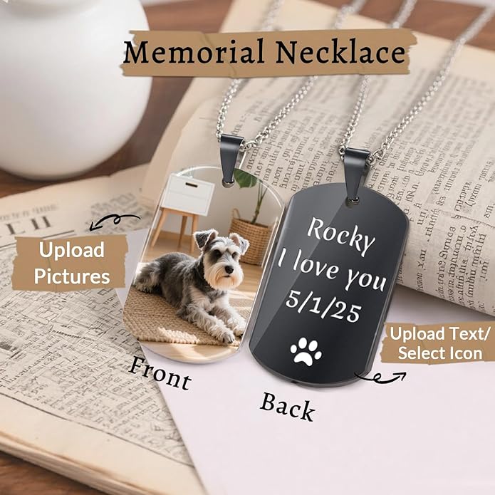 Custom Pet Necklace, Personalized Dogs Necklaces for Women, Dogs Remembrance Jewelry, Picture Necklace Personalized Photo, Customized Dog Memorial Gifts for Loss of Dog