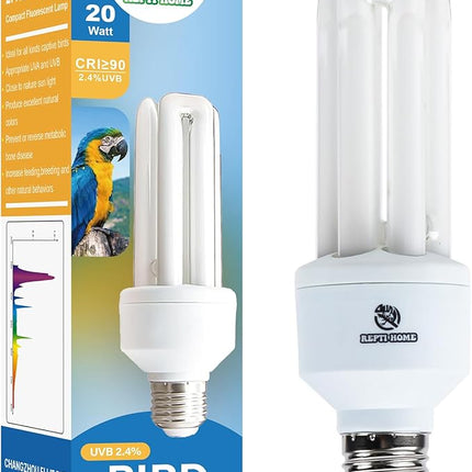 UVA UVB Light Bulb for Birds 2.4 UVB 20W Compact Flourescent Lamp for All Kinds Captive Birds