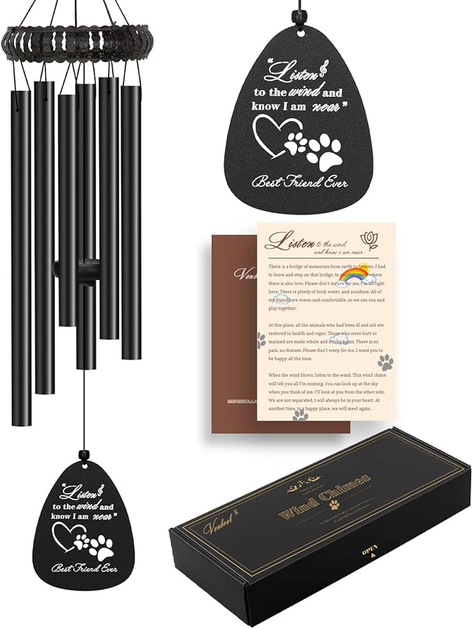 28" Pet Sympathy Wind Chimes, Dog Memorial Gifts for Loss of Dog, Loss of Dog Sympathy Gift, Pet Bereavement Remembrance Gift