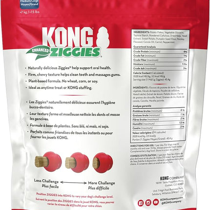 KONG Classic Toy & Enhanced Ziggies Treats Combo Pack - Durable Chew Toy for Dogs - with Enhanced Ziggies Treats - Dog Accessories for Fun & Health - for X-Large Dogs