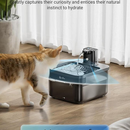 DownyPaws Cat Water Fountain Cordless, 84oz/2.5L Fursink Wireless Pet Water Fountains for Cats Indoor, Battery Operated Cat Drinking Fountain with Motion Sensor, Ultra Quiet Pump, BPA-Free, Black