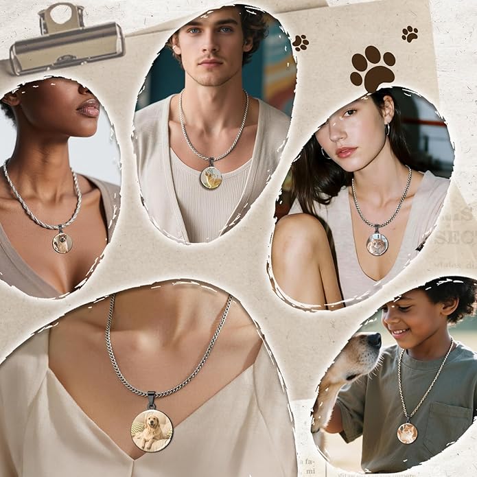 Custom Pet Necklace, Personalized Dogs Necklaces for Women, Dogs Remembrance Jewelry, Picture Necklace Personalized Photo, Customized Dog Memorial Gifts for Loss of Dog