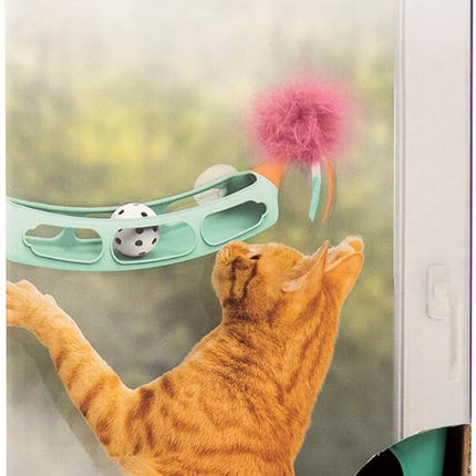 SmartyKat Track Tipper Ball Track Cat Toy w/Suction Cup, Works on Floors & Windows - Blue, One Size
