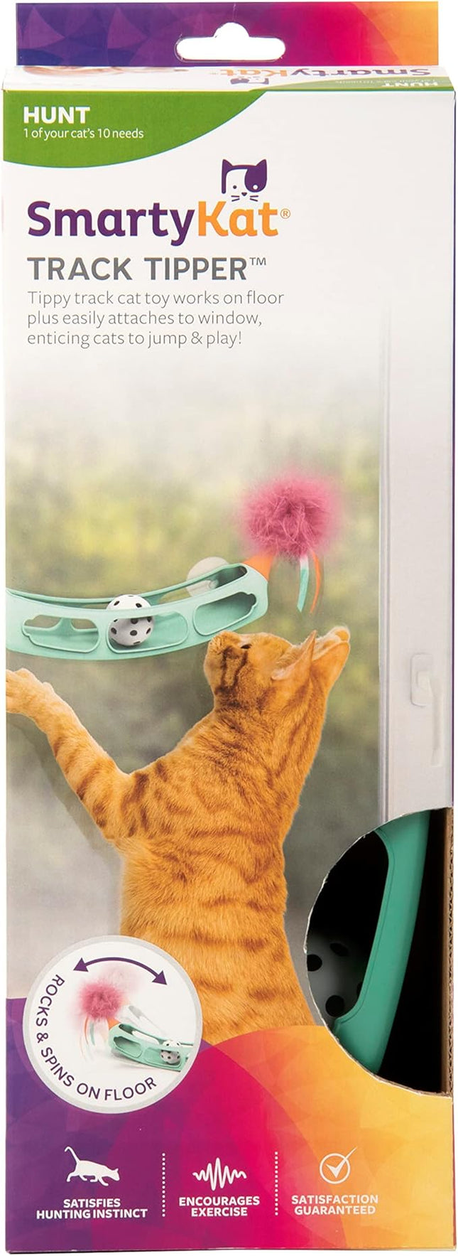 SmartyKat Track Tipper Ball Track Cat Toy w/Suction Cup, Works on Floors & Windows - Blue, One Size
