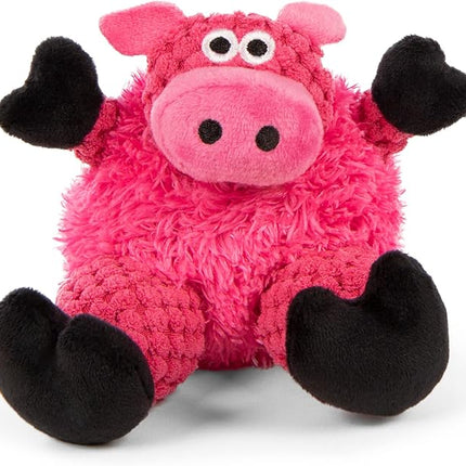 goDog Checkers Just for Me Sitting Pig Squeaky Plush Dog Toy, Chew Guard Technology - Pink, Mini