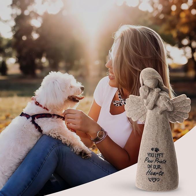 Pet Memorial Gifts for Dogs - Dog Bereavement Sympathy Gift, Loss of Dog Remembrance Keepsake with “You Left Paw Prints on Our Hearts”,Ideal for Rainbow Bridge & Pet Loss Memorial(Granite)