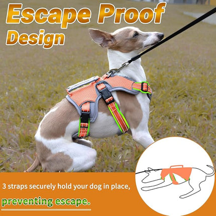 BELPRO Multi-Use Support Dog Harness, Escape Proof No Pull Reflective Adjustable Vest with Durable Handle, Dog Walking Harness for Big/Active Dogs (Orange, M)