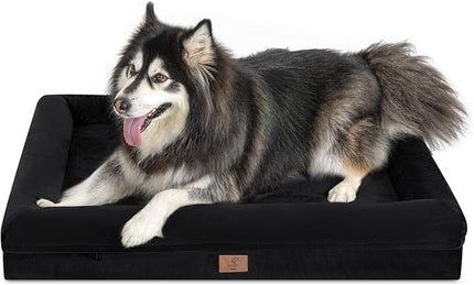 XLarge Waterproof Dog Bed for Extra Large Dogs, XL Dog Bed with Removable Washable Cover, 4-Sides Removable Bolster Pet Sofa with Non-Slip Bottom, Black