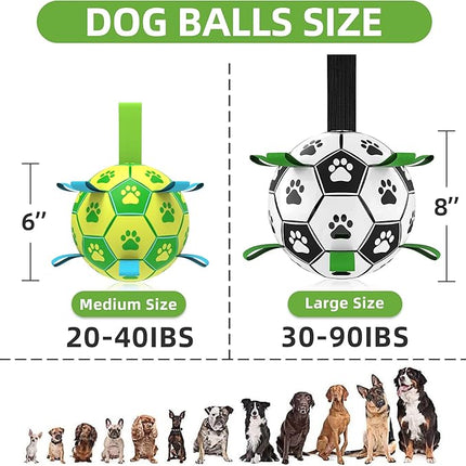 QDAN Dog Toys Soccer Ball, Dog Tug Toy, Water Toy, Durable Balls for Small Medium Dogs-Green Yellow(6 inch)