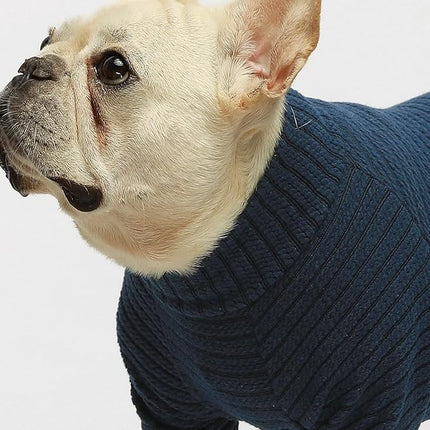Fitwarm Turtleneck Knitted Dog Sweater Puppy Pajamas Thermal Doggie Winter Clothes Knitwear Pet Coats Cat Apparel Blue Small