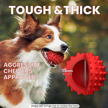 Apasiri Beef-Flavored Durable Dog Ball for Aggressive Chewers, Tough Squeaky Rubber Toy for Pitbulls Large & Medium Breeds