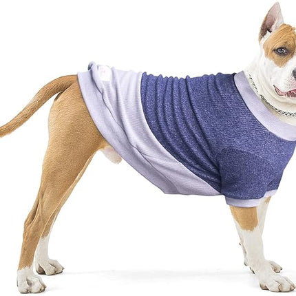 Large Dog Color Block Sweaters Warm Clothes Pullover Sweatshirts for Pitbull Labrador, Blue Grey, 4X-Large