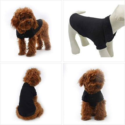 lovelonglong Basic Dog Polo Shirts Premium Cotton, Polo T-Shirts for Large Medium Small Dogs with a Two-Button Collar Blank Color Black XL