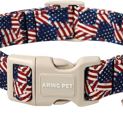 ARING PET American Flag Dog Collar-Cute Patriotic Dog Collars, Adjustable 4th of July Pet Collars Puppy Collar with Quick Release Buckle