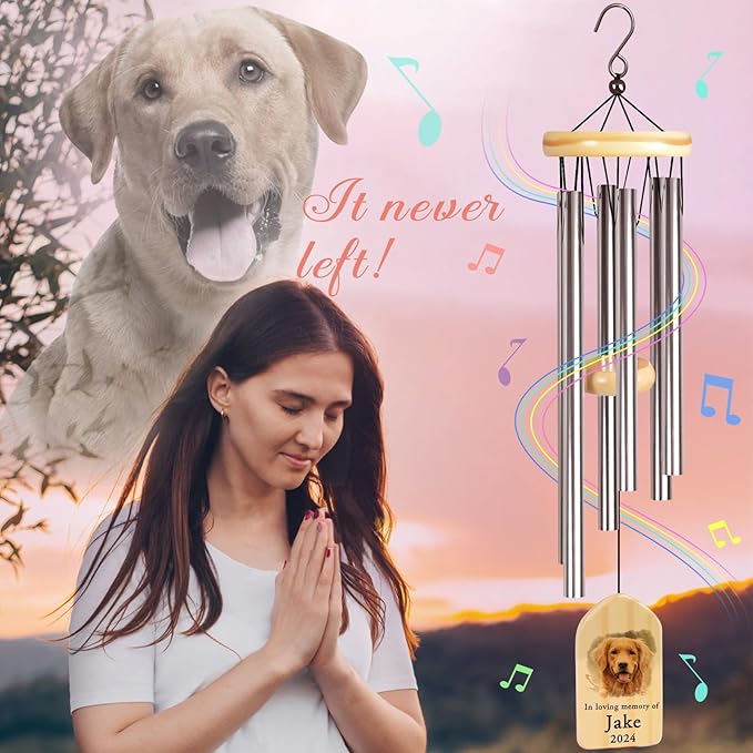 Dog Memorial Gifts for Loss of Dog, PEMIRSAYO Pet Memorial Wind Chime, Pet Memorial Gifts, Pet Loss Gifts, Loss of Dog Sympathy Gift, Pet Bereavement Gifts Dog, Dog Passing Away Gifts