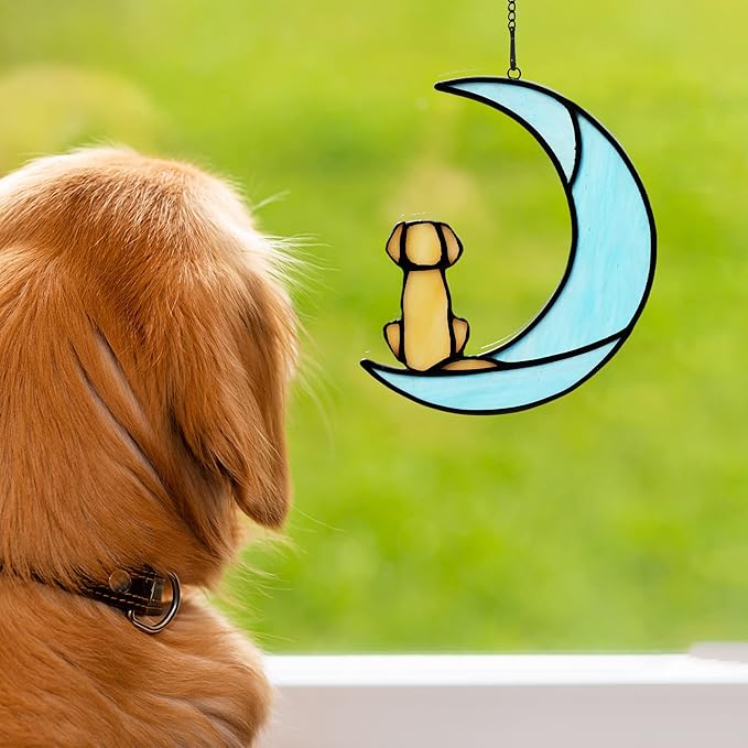 BOXCASA Dog Memorial Gifts for Stained Glass Window Hanging,Suncatcher for Window,Sympathy Gifts for Dog Lovers,Loss of Pet Sympathy Gift,Pet Memorial Gift