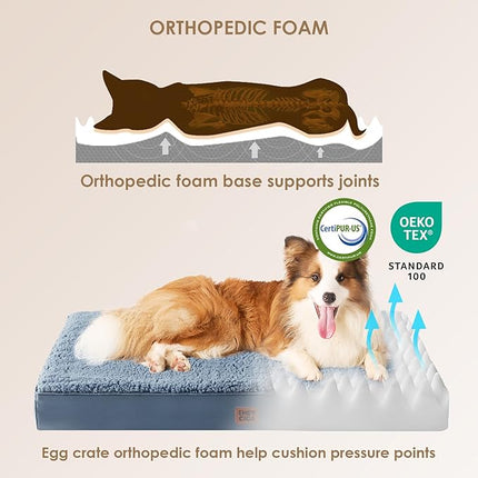 EHEYCIGA Washable Dog Beds for Extra Large Dogs, XL Dog Bed with Removable Cover for Crate, Orthopedic Foam Pet Bed Dog Mat Mattress Cushions for Extra Large Dogs, Spa Blue(41 X 27)