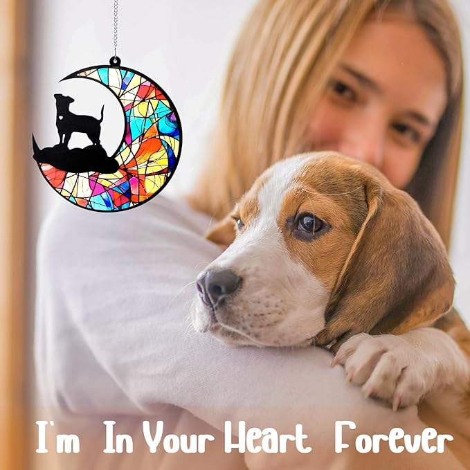 Dog Memorial Suncatcher,Pet Sympathy Gifts,Dog Memorial Gifts for Loss of Dog,Personalized Dog Pass Away Gifts with Name Date for Pet Lovers