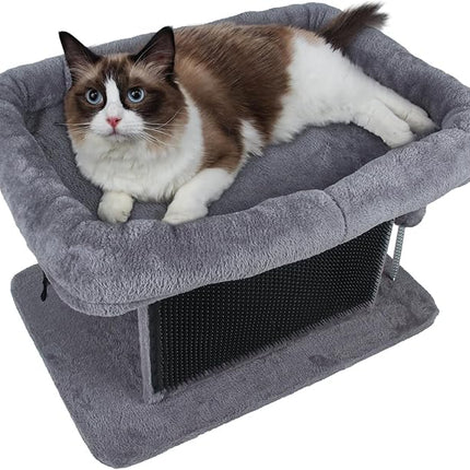 Large Cat Bed with Scratching Post and Combing Board, Sturdy and Durable, Ideal for Small Breeds