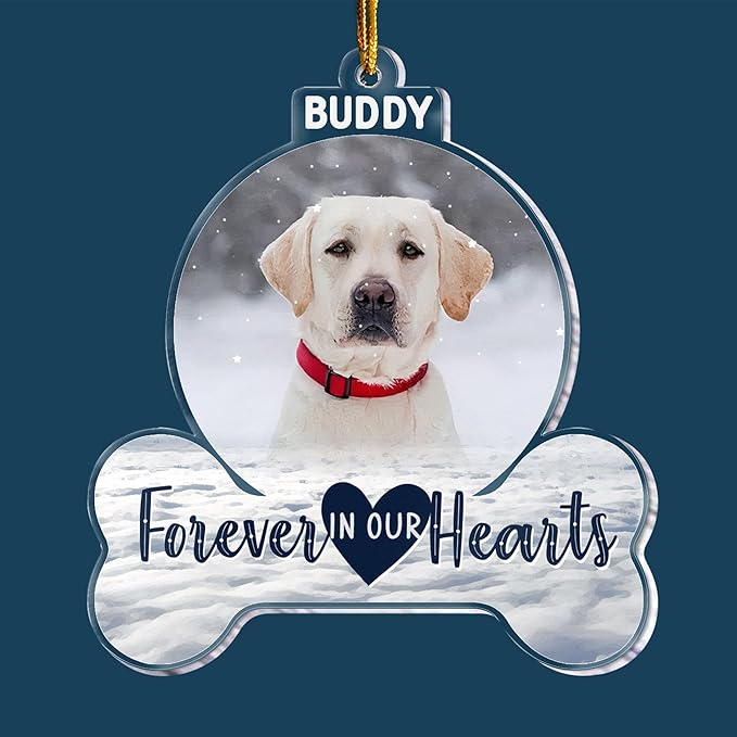 Pavo Acrylic Ornament, Forever in My Heart - Personalized Pet Memorial Photo Ornament, Custom Pet Memorial Keepsake, Perfect Christmas Memorial Gift for Pet Lovers, Dog Mom, Cat Mom (Loss of Dog)