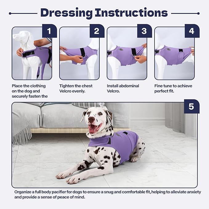 Dog Anxiety Vest and Shirt, Skin-Friendly Calming Shirt - Thunder Jacket for Pet Vet Visits - Dog Jacket for Thunder, Fireworks, Anti Anxiety Vest for Pet Without Medicine & Training