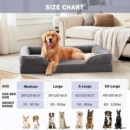INVENHO Orthopedic Extra Large Dog Bed, XXL Waterproof Dog Sofa, Egg-Crate Foam Couch with Washable Removable Cover, Waterproof Lining and Nonskid Bottom