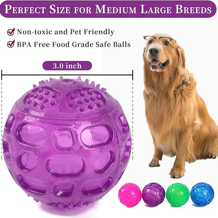 3'' Squeaky Dog Toy Balls for Lagre Medium Breed, Indestructible Dog Balls for Playing, Fetching & Retrieving, Durable Aggressive Chewers, 2 PCS Blue