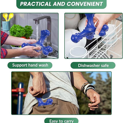 Dog Chew Toys for Aggressive Chewers Large Breed,Indestructible Bones Toy，Durable Cleaning Toothbrush Natural Rubber Dog Toys… (Deep Blue)