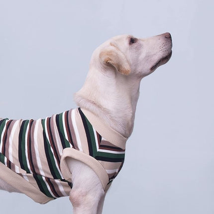 Large Dog Striped T Shirts Clothes Sleeveless Tank Top Vest for Pitbull Labrador, Yellow, 3X-Large