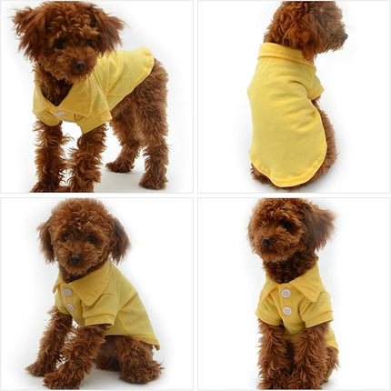 lovelonglong Basic Dog Polo Shirts Premium Cotton, Polo T-Shirts for Large Medium Small Dogs with a Two-Button Collar Blank Color Yellow L