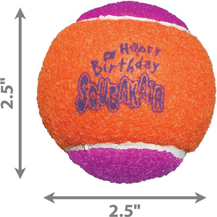 KONG - SqueakAir Birthday Balls (3 Pack) – Durable Non-Abrasive Fetch Toy with Built-in Squeaker, Assorted Colors (2 Packs)