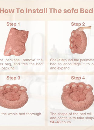 Calming Dog Bed Cat Bed Medium Size Dog - Donut Washable Medium Pet Bed, Warm Kitten Nest 24 inches Anti-Slip Round Fluffy Plush Faux Fur Cat Bed, Fits up to 25 lbs Pets, (Luxury Pink)