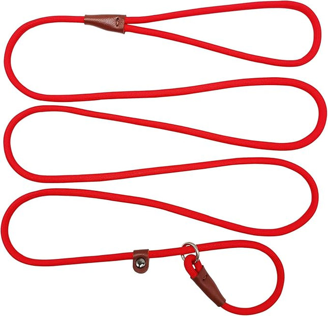 BTINESFUL 7ft Slip Lead Dog Leash, Strong Nylon Rope Leash, 1/4" Dog Training Lead for Small Medium Dogs, 14+ Colors (1/4" * 7 FT, Red)