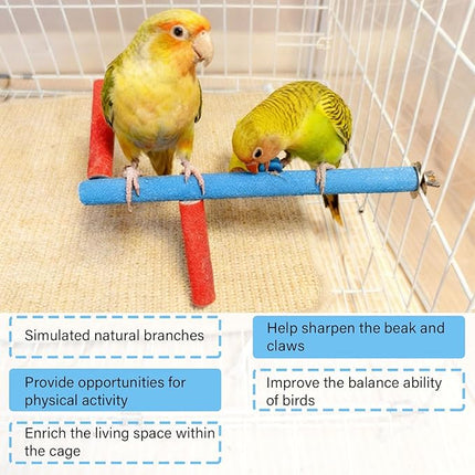 Bird Perch Stand Toy Parrot Multi Branch Paw Grinding Stick Cage Accessories Playground Exercise Toys for Parakeet Cockatiel Conures Lovebird Finch