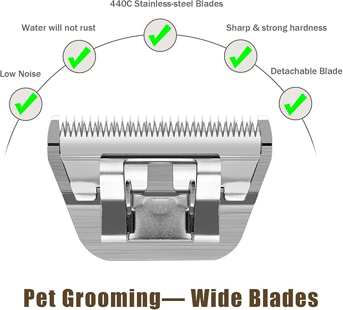 3 Pack 7 Wide Blades for Dog Grooming,Compatible with Andis,Oster A5,Wahl km10 Clippers,Cutting Length 1/8"