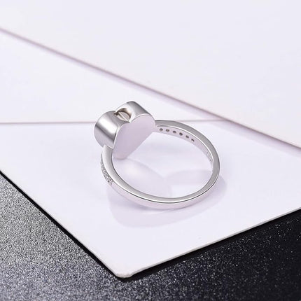 925 Sterling Silver Love Heart Urn Ring for pet Dog Cat's Ashes Keepsake Memorial Tiny Jewelry Forever in My Heart Paw Print Cremation Finger Rings
