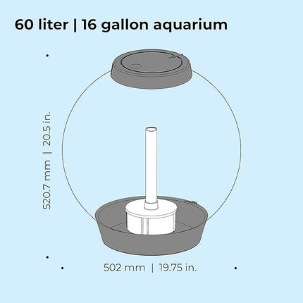 biOrb Classic 60 Acrylic 16-Gallon Aquarium with Multi-Color Remote-Controlled LED Lights Modern Tank for Tabletop Display, Silver