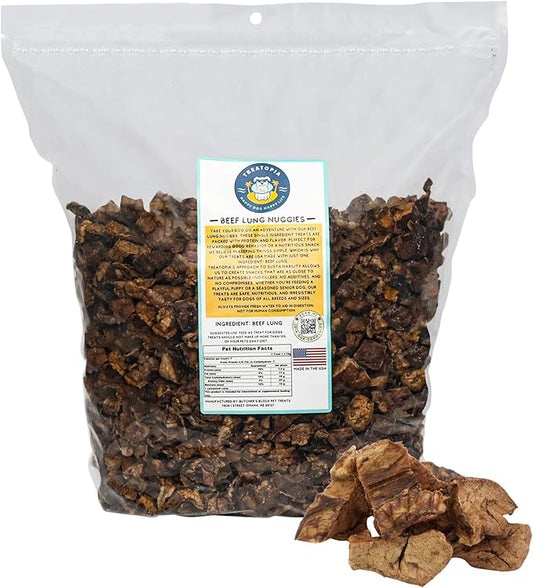Beef Lung Nuggies Dog Treats – Single Ingredient, High Protein, Low Odor, Natural Crunchy Training Treats for Dogs – USA Sourced, Grain-Free, All-Natural (4 lb Bag)