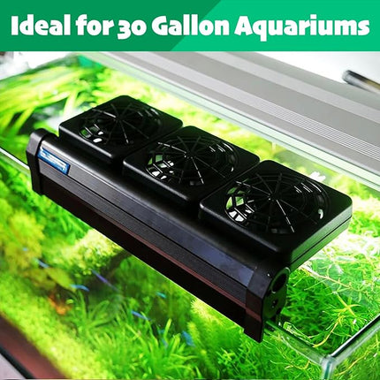 Aquarium Chiller, Fish Tank Cooling Fan System for Salt Fresh Water, 2 Variable Speed, Wide Angle Adjustable (3-Fan)