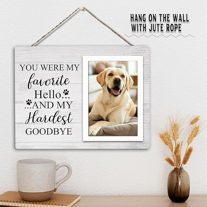Pet Picture Frames Memorial Dog, Pet Memorial Frame for Dogs, Dog Memorial Gifts for Loss of Dog, In Loving Memory Gifts, Pet Loss Sympathy Gift for Pet Lover, Forever in Our Heart (White)