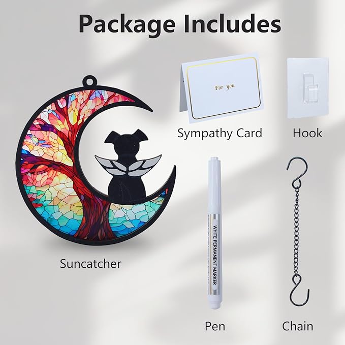 DIY Dog Angel Memorial Suncatcher with Sympathy Card,Memorial Gifts for Loss of Dog Sympathy Gift,Pet Memorial Gifts for Dogs(3-Life Tree)