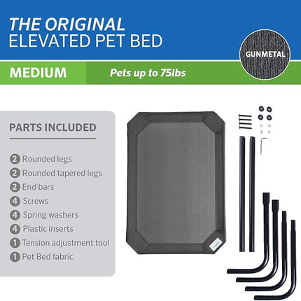 Coolaroo Original Elevated Dog Bed - Breathable Off-The-Ground Pet Bed with Cooling Fabric, Joint Relief & Moisture-Resistant Fabric, 100% Recyclable, Easy Clean, Gunmetal, Medium